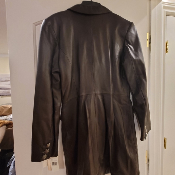 Lauren Taylor Brown Leather Coat women's size medium nwt - Picture 2 of 6